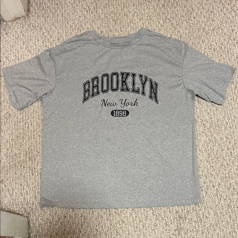 SHEIN Gray 'Brooklyn New York 1898' Short Sleeve Tee